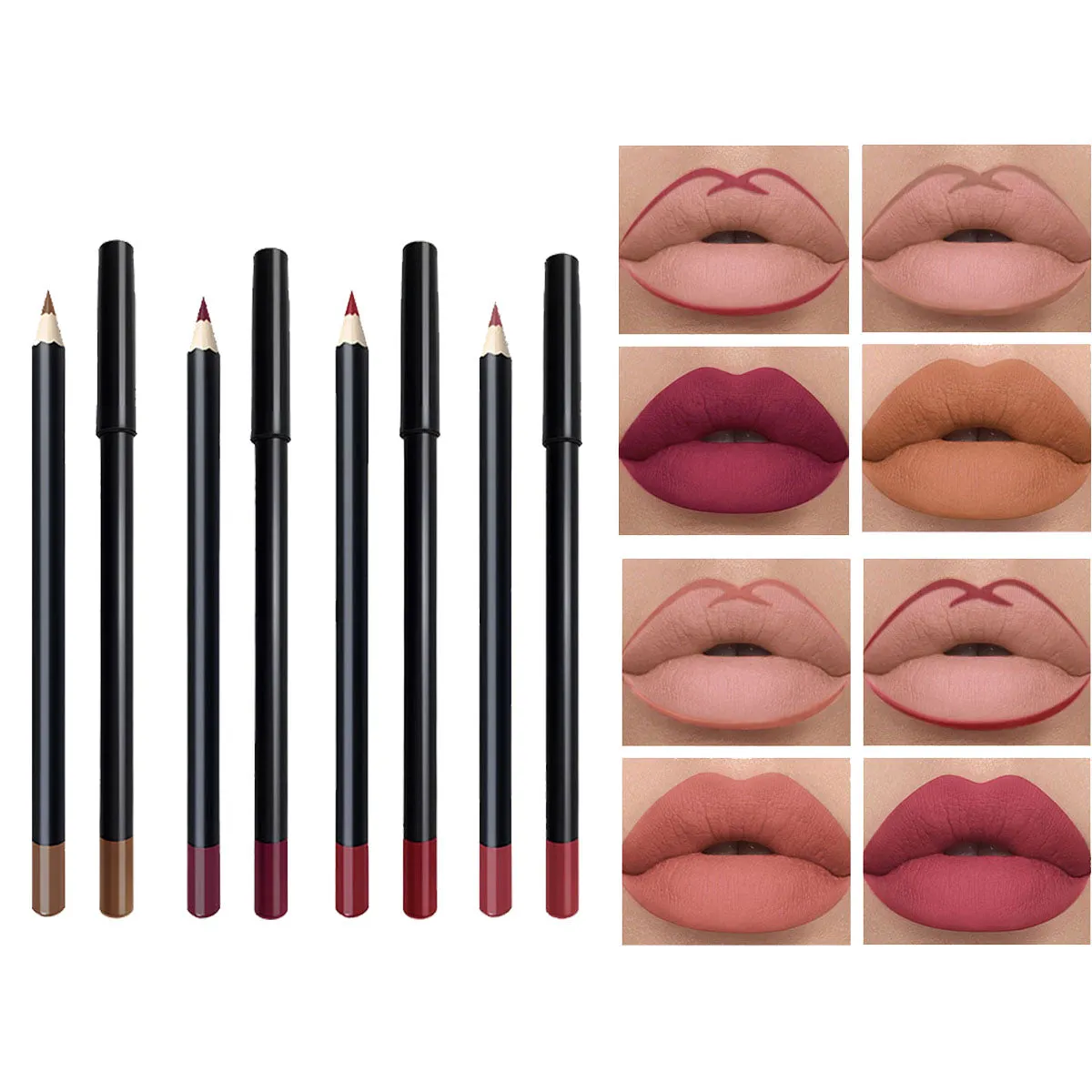Matte Lip Liner Colors High Pigmented Natural Lip Makeup Soft Pencils Longwear Smooth Ultra Fine