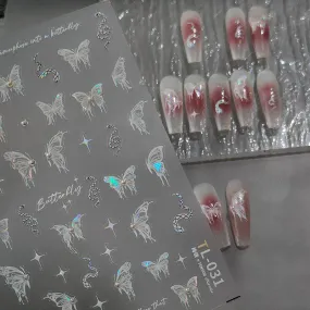Nail Art Stickers Adhesive Embossed Shell Color Butterfly Wings Sticker Decals TL031