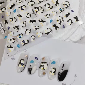 Nail Art Stickers Adhesive Slider Cute Penguin Sticker Decals