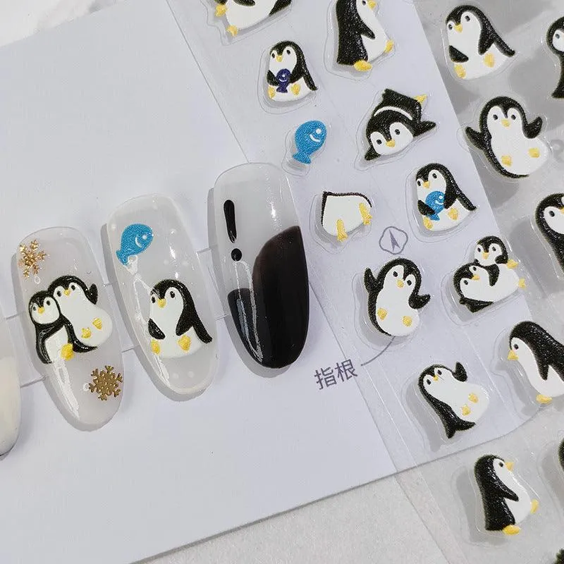 Nail Art Stickers Adhesive Slider Cute Penguin Sticker Decals