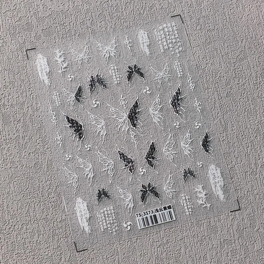 Nail Art Stickers Adhesive Slider Embossed Butterfly Wings Sticker Decals TS3571