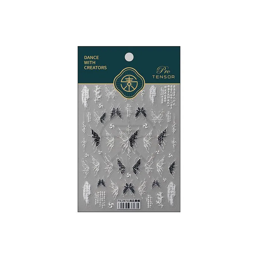 Nail Art Stickers Adhesive Slider Embossed Butterfly Wings Sticker Decals TS3571