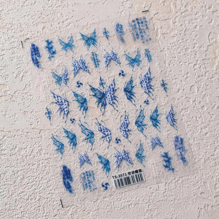 Nail Art Stickers Adhesive Slider Embossed Butterfly Wings Sticker Decals TS3571