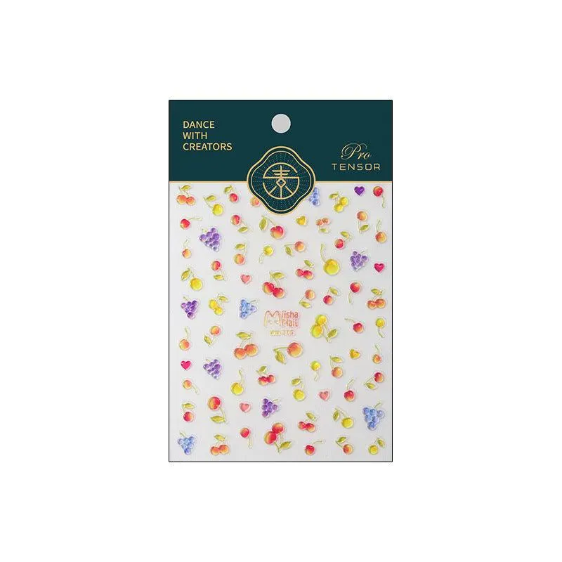 Nail Art Stickers Adhesive Slider Embossed Jelly Cherry Sticker Decals