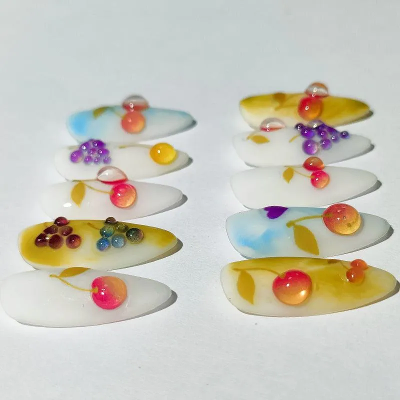 Nail Art Stickers Adhesive Slider Embossed Jelly Cherry Sticker Decals