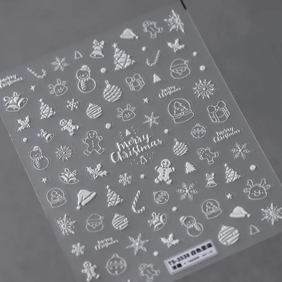 Nail Art Stickers Adhesive Slider Embossed Snowflake Sticker Decals TS3537