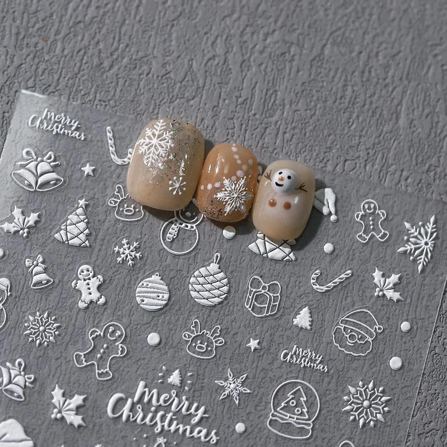 Nail Art Stickers Adhesive Slider Embossed Snowflake Sticker Decals TS3537