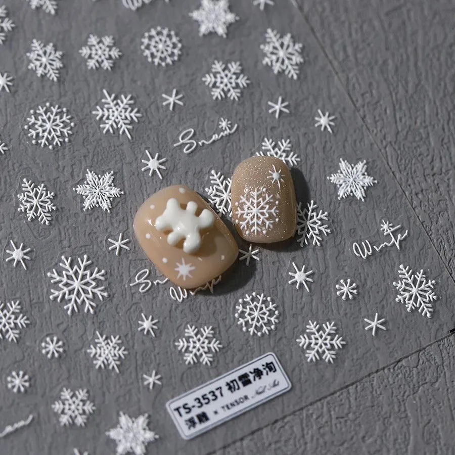 Nail Art Stickers Adhesive Slider Embossed Snowflake Sticker Decals TS3537