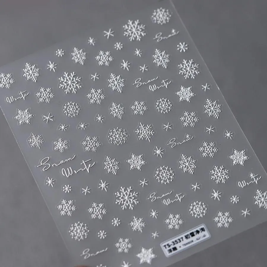 Nail Art Stickers Adhesive Slider Embossed Snowflake Sticker Decals TS3537