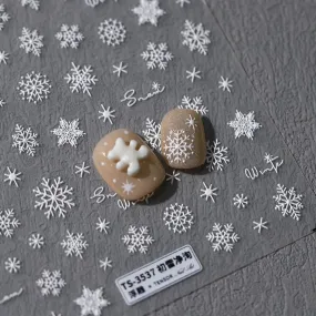 Nail Art Stickers Adhesive Slider Embossed Snowflake Sticker Decals TS3537