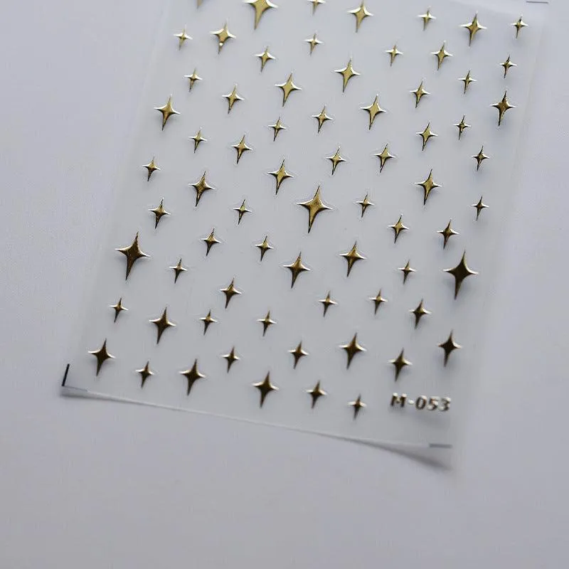Nail Art Stickers Adhesive Slider Metal Effect Star Heart Shape Sticker Decals