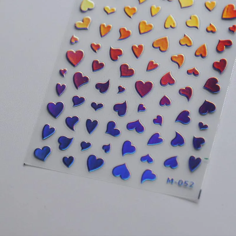 Nail Art Stickers Adhesive Slider Metal Effect Star Heart Shape Sticker Decals