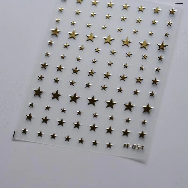 Nail Art Stickers Adhesive Slider Metal Effect Star Heart Shape Sticker Decals