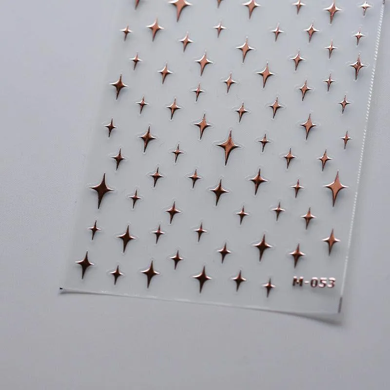 Nail Art Stickers Adhesive Slider Metal Effect Star Heart Shape Sticker Decals
