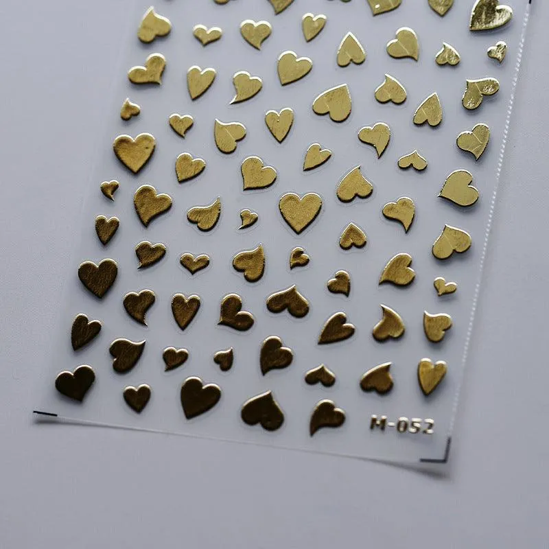 Nail Art Stickers Adhesive Slider Metal Effect Star Heart Shape Sticker Decals