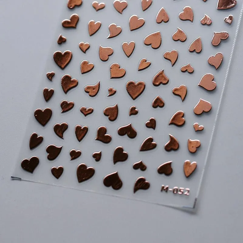 Nail Art Stickers Adhesive Slider Metal Effect Star Heart Shape Sticker Decals