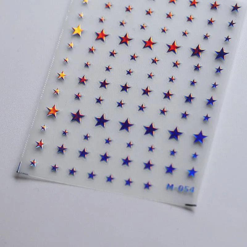Nail Art Stickers Adhesive Slider Metal Effect Star Heart Shape Sticker Decals