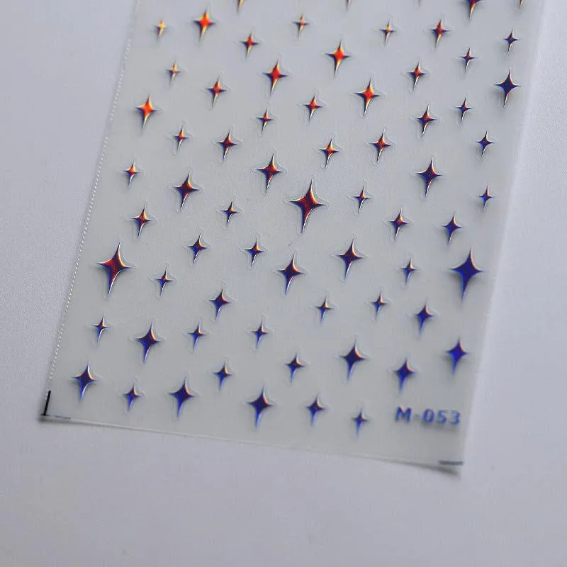 Nail Art Stickers Adhesive Slider Metal Effect Star Heart Shape Sticker Decals