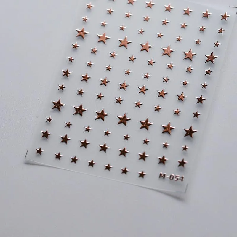 Nail Art Stickers Adhesive Slider Metal Effect Star Heart Shape Sticker Decals