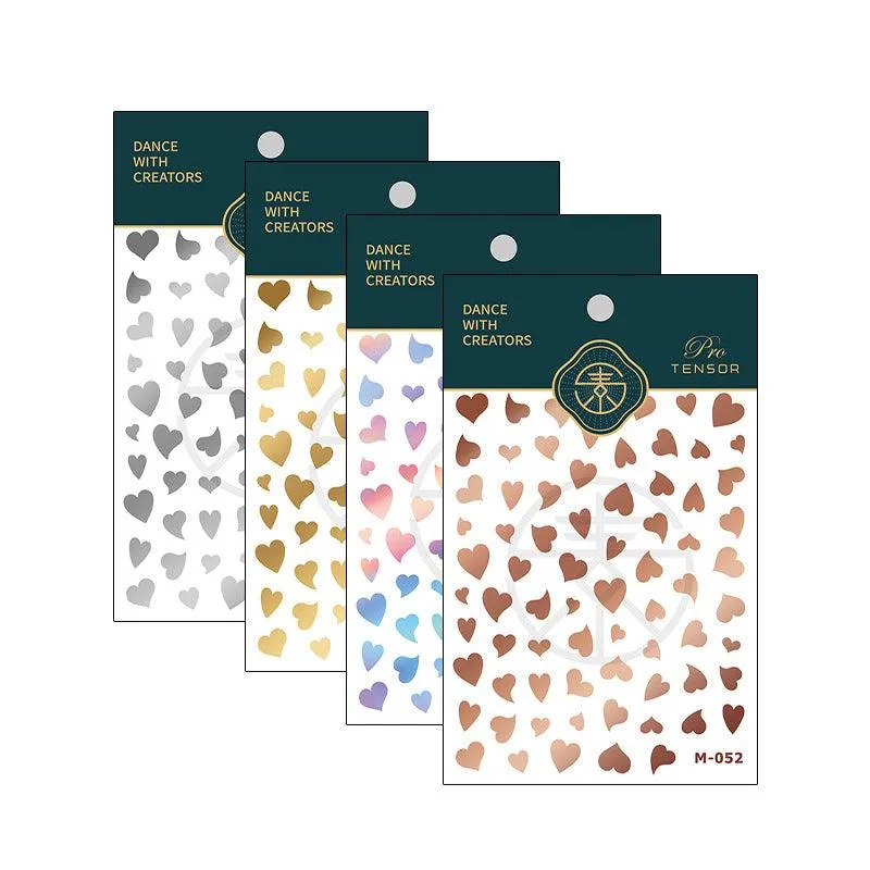Nail Art Stickers Adhesive Slider Metal Effect Star Heart Shape Sticker Decals