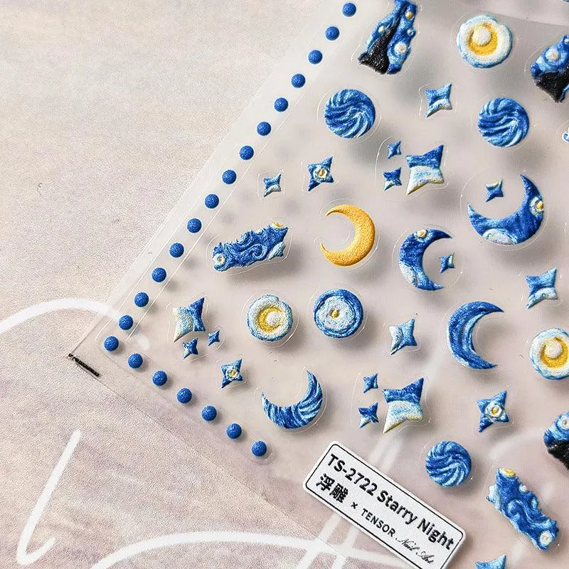 Nail Art Stickers Adhesive Slider Starry Night Sticker Decals