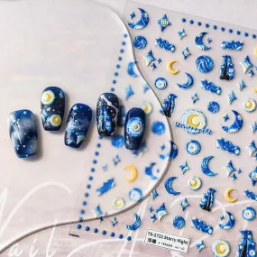 Nail Art Stickers Adhesive Slider Starry Night Sticker Decals