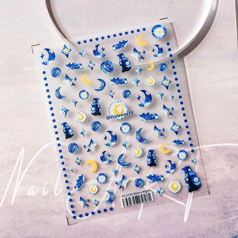 Nail Art Stickers Adhesive Slider Starry Night Sticker Decals