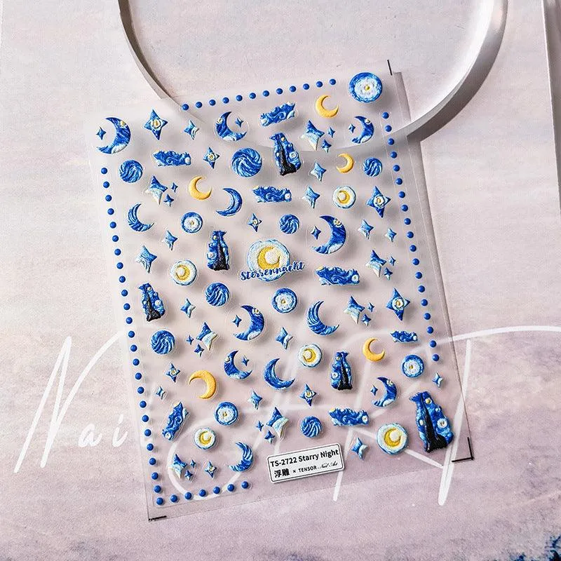 Nail Art Stickers Adhesive Slider Starry Night Sticker Decals