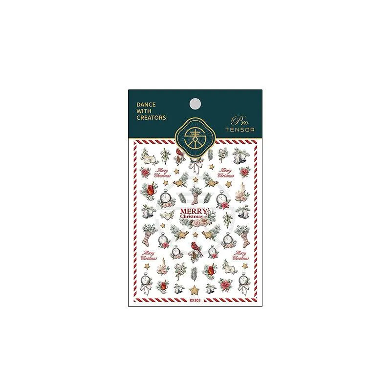 Nail Art Stickers Adhesive Sliders Embossed Xmas Tree Sticker Decals