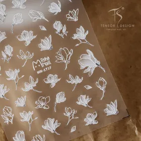 Nail Art Stickers Adhesive Sliders White Leaf Embossed Sticker Decals
