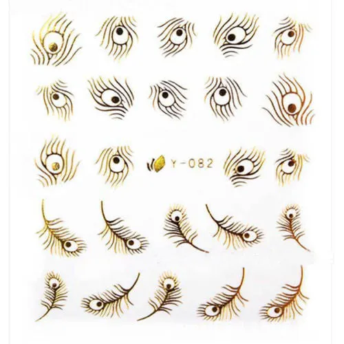 Nail Decals Gold Peacock Feathers Two Styles Boho Fingernail Transfers Nail Wraps Nail Art Instant Bohemian Touch To Your Free Spirited Look