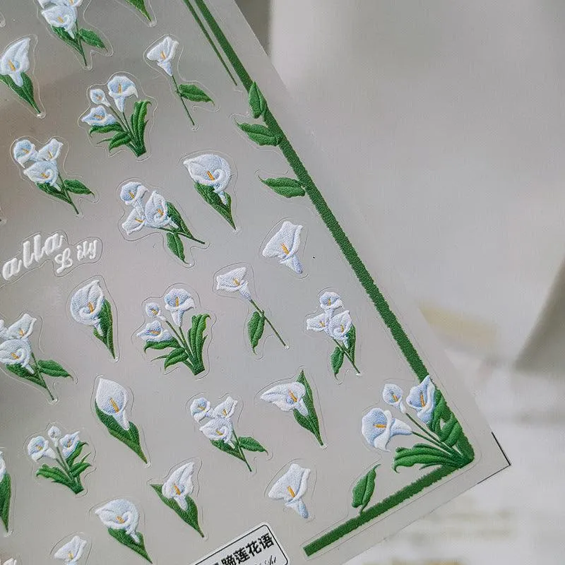 NailMAD Nail Art Stickers Adhesive Slider Calla Lily Sticker Decals