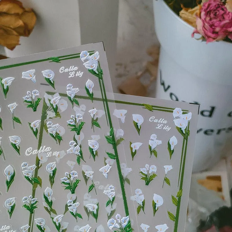 NailMAD Nail Art Stickers Adhesive Slider Calla Lily Sticker Decals