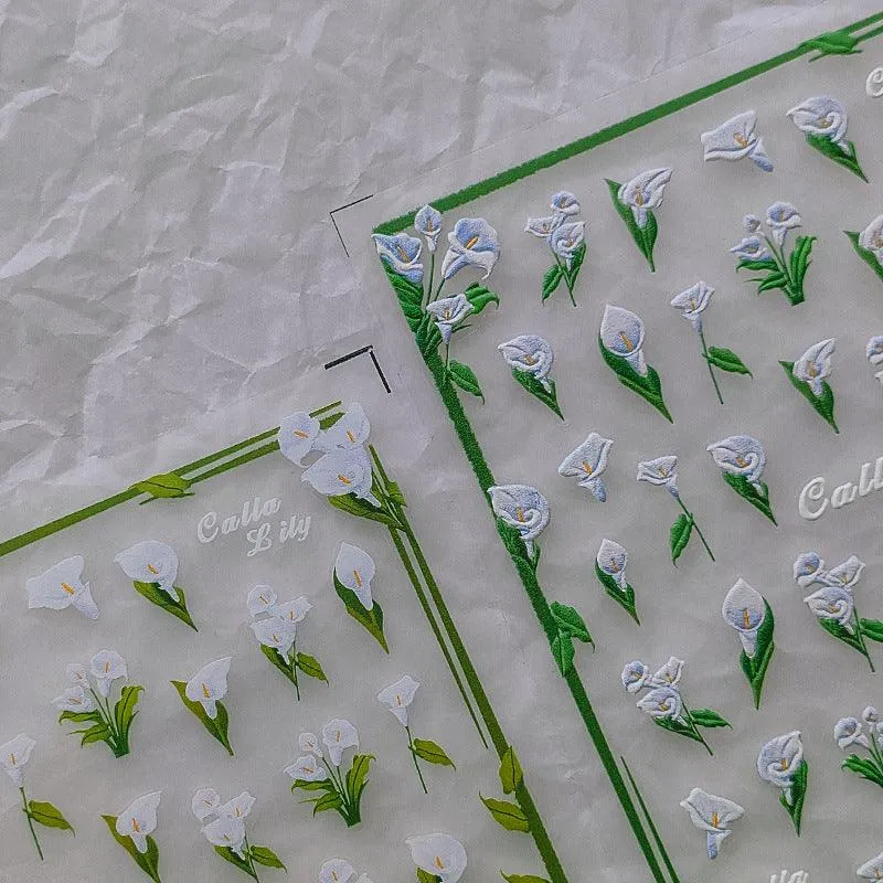 NailMAD Nail Art Stickers Adhesive Slider Calla Lily Sticker Decals