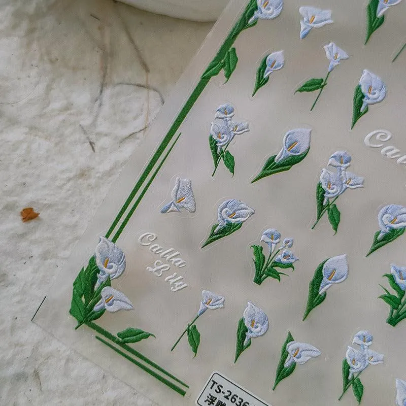 NailMAD Nail Art Stickers Adhesive Slider Calla Lily Sticker Decals