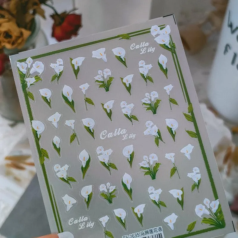 NailMAD Nail Art Stickers Adhesive Slider Calla Lily Sticker Decals