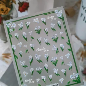 NailMAD Nail Art Stickers Adhesive Slider Calla Lily Sticker Decals