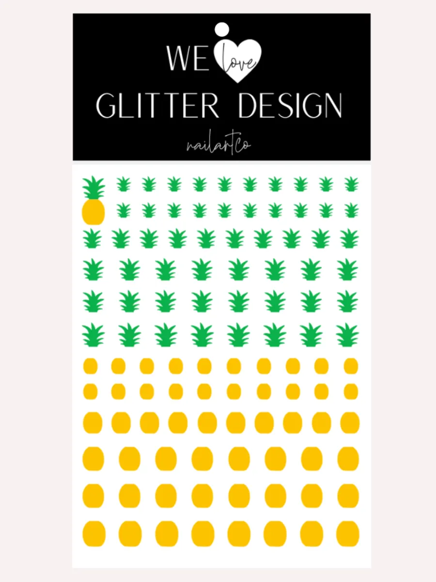 Pineapple 2 Tone Nail Decal | Bright Green Top   (Choose Bottom Color)