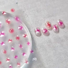 Pink Clouds Nail Stickers 5D Embossed Pink Gradient Nail Decals Self-Adhesive DIY Manicure Accessories to2796