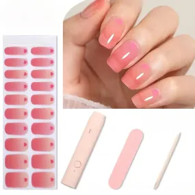 PINKY HEARTS - Nail Stickers Kit with UV Lamp | Manicure