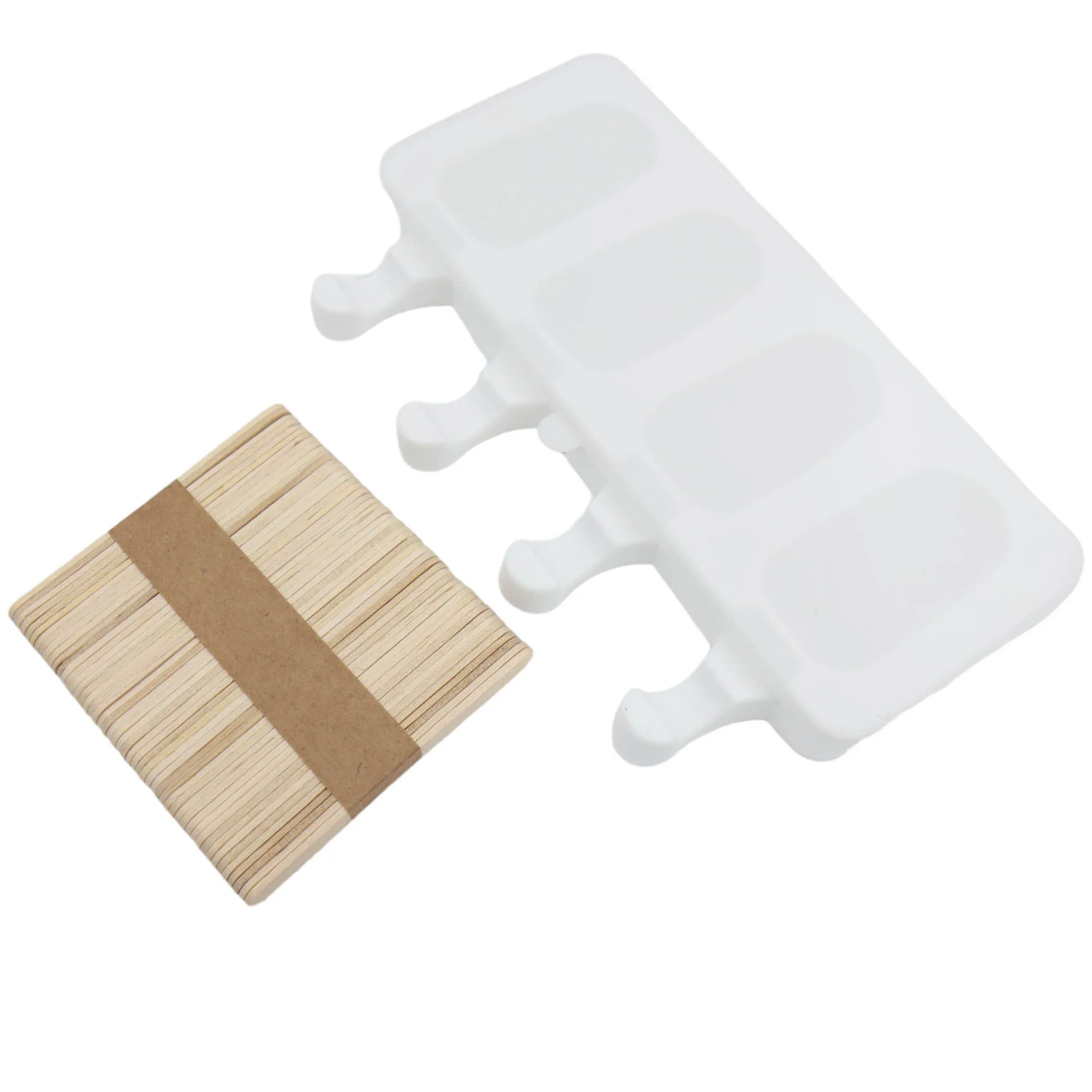 Silicone Ice Cream Mould Tray 4-Grid Division with Sticks