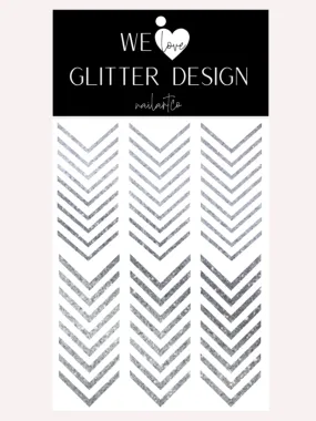 Single V Nail Decals | Sparkle Silver