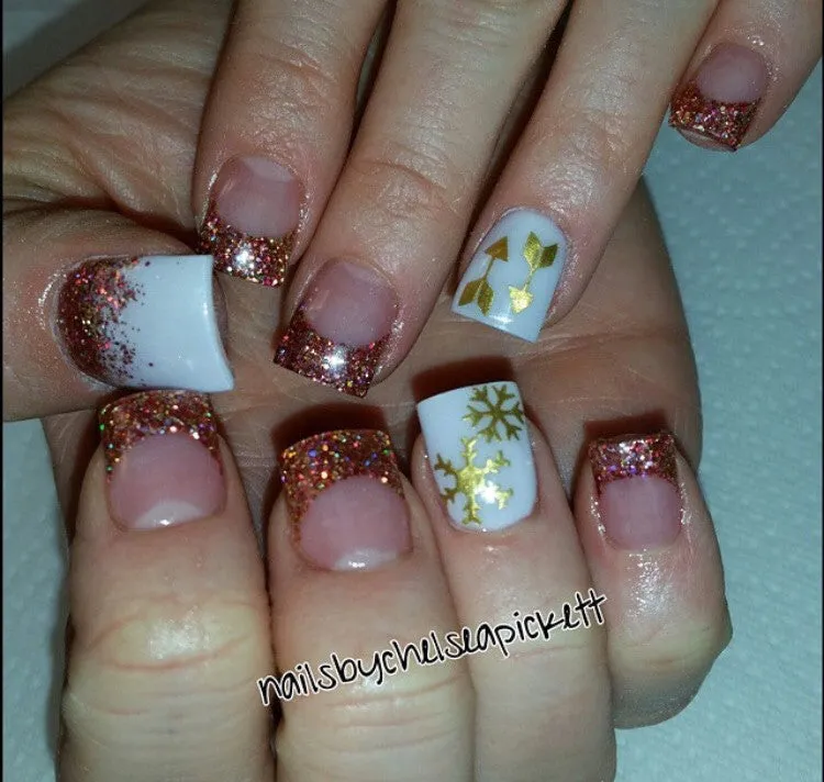 Snowflakes Large Nail Decal | Gold Shimmer