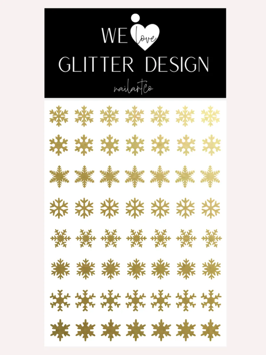Snowflakes Large Nail Decal | Gold Shimmer