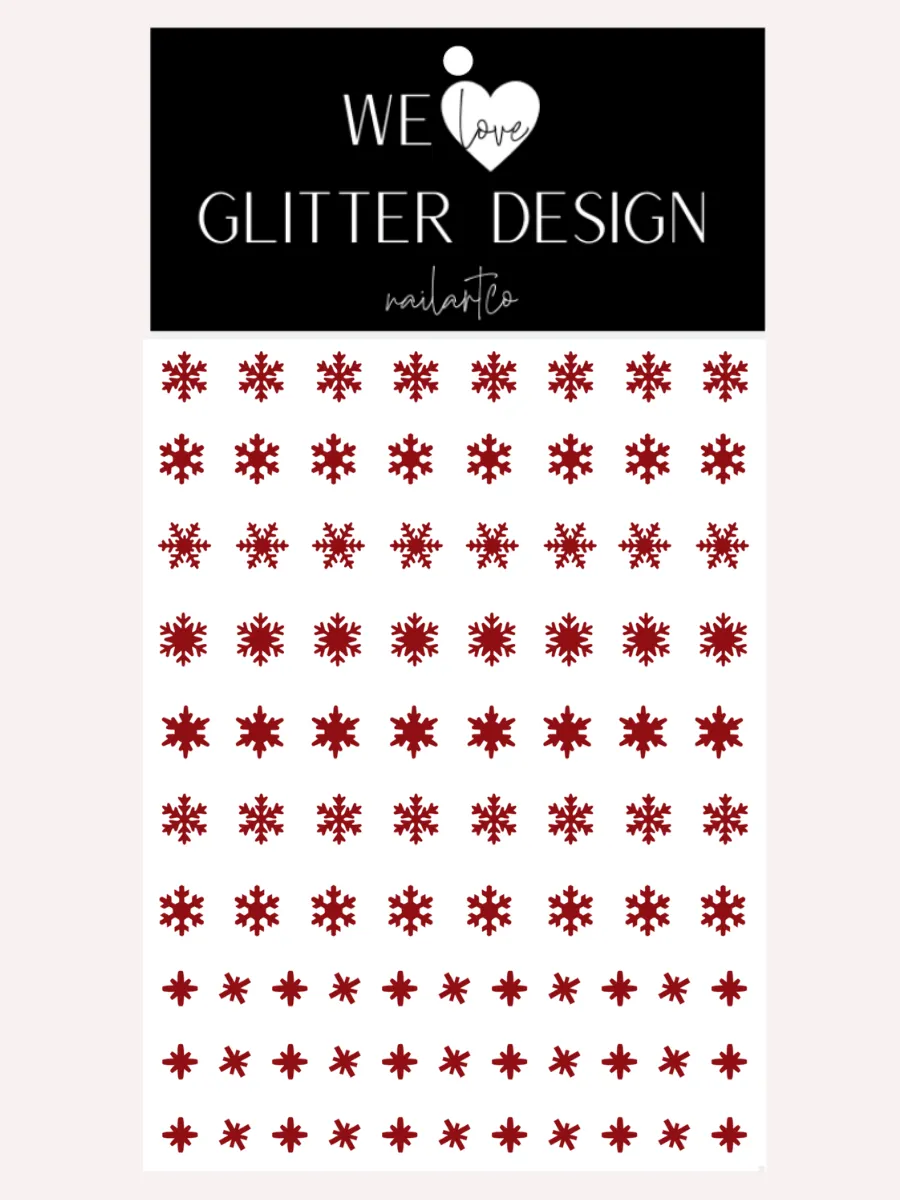 Snowflakes Small Nail Decal | Dark Red
