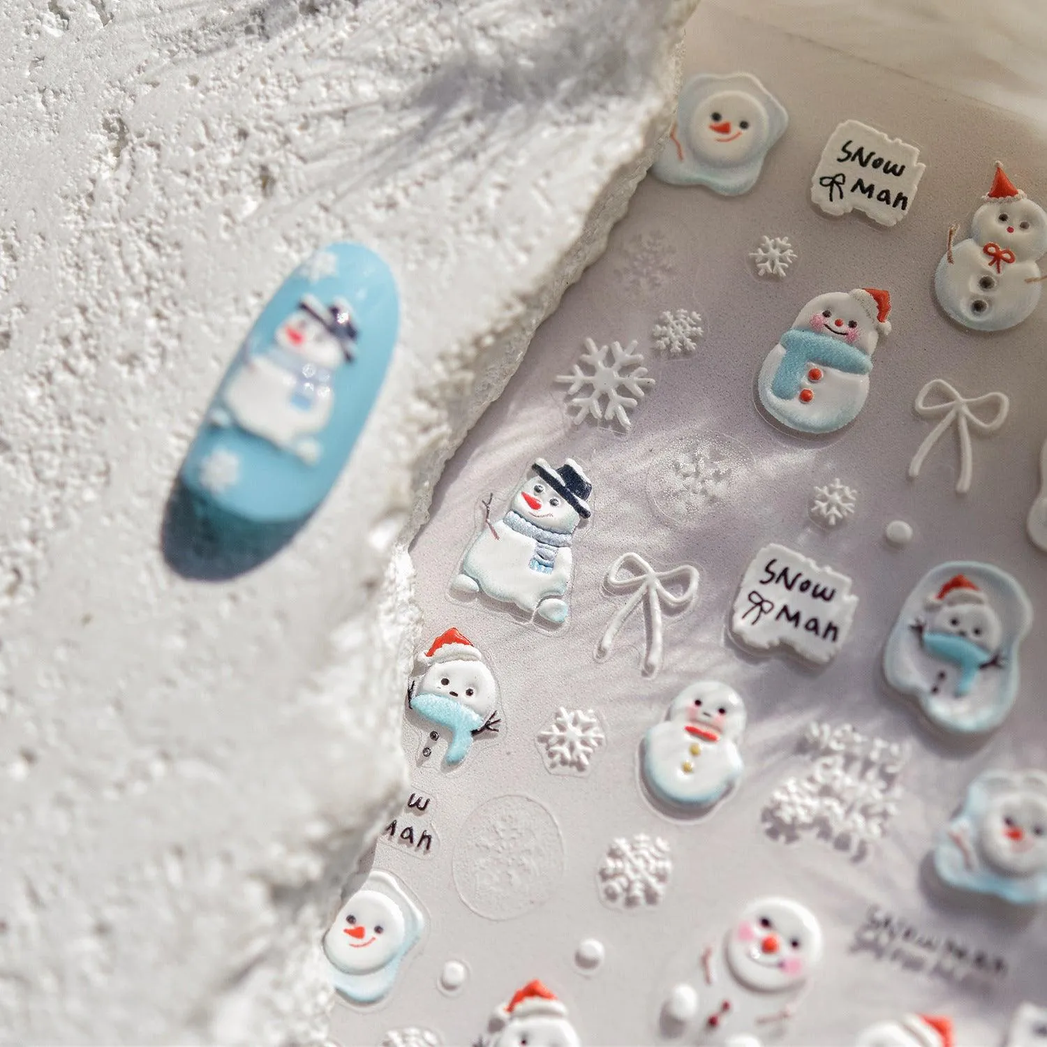 Snowman Nail Art Stickers Adhesive Embossed Xmas Sticker Decals to4760