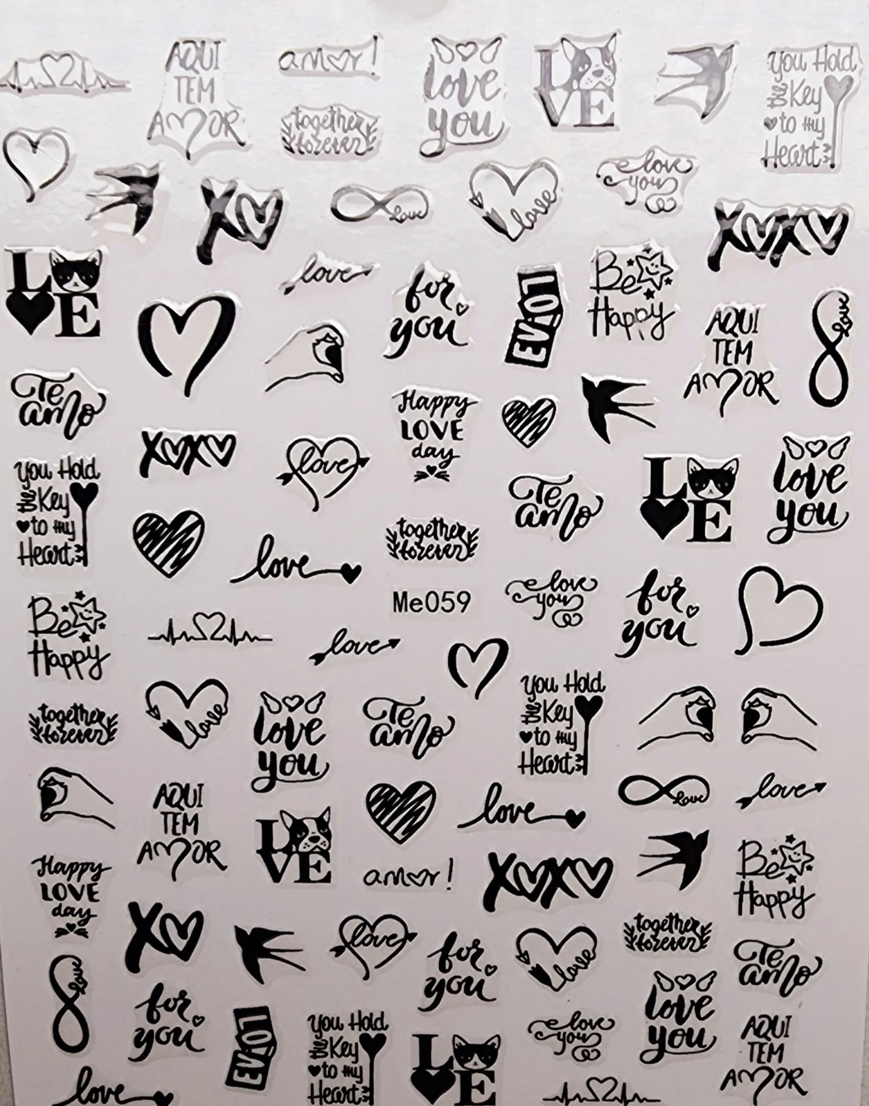 Valentines Stickers Black