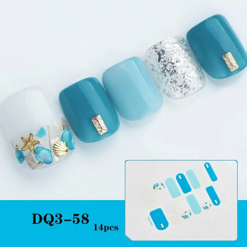 Yeknu 3pcs 22 Tips Nail Sticker Solid Color And Striped Manicure Creative Salon Nail Wraps DIY Nail Stickers Set Sticker For Nails Art