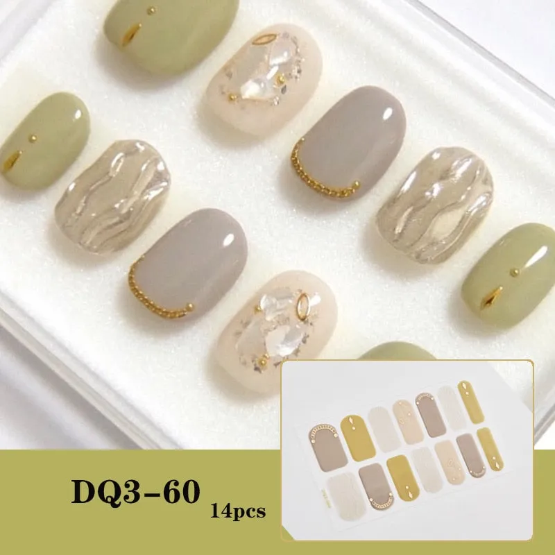 Yeknu 3pcs 22 Tips Nail Sticker Solid Color And Striped Manicure Creative Salon Nail Wraps DIY Nail Stickers Set Sticker For Nails Art