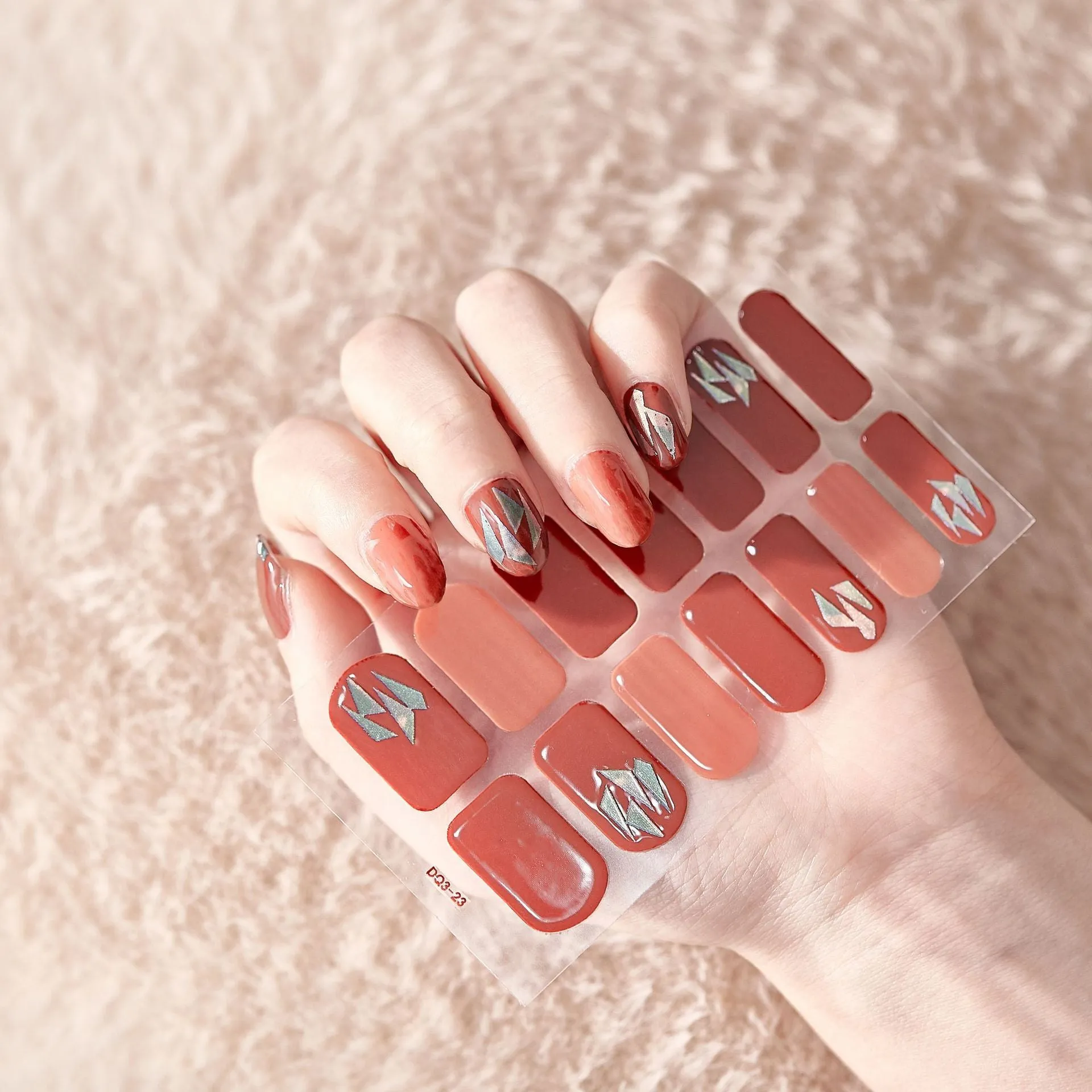 Yeknu 3pcs 22 Tips Nail Sticker Solid Color And Striped Manicure Creative Salon Nail Wraps DIY Nail Stickers Set Sticker For Nails Art